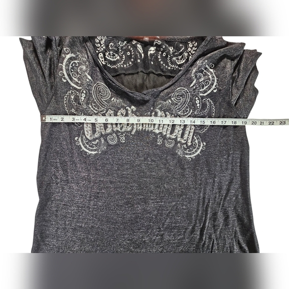 Crash & Burn Biker Black Distressed T-Shirt with White Graphic Size Medium - Picture 5 of 5